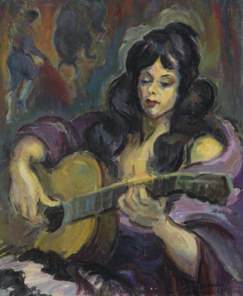 Boris M. BELOOUSSOVITCH (Pinsk 1897-1986 Paris) Femme à la guitare
Huile sur toi&hellip;