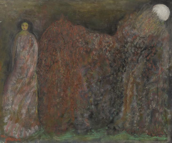 Isa GUERCHON (XXe siècle) Figures dans un paysage lunaire
Toile signée en bas à &hellip;