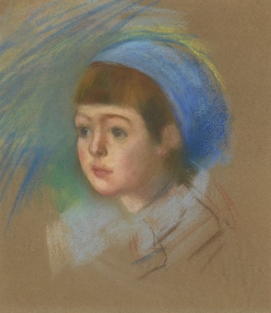 Ecole Moderne Tête d'enfant au chapeau bleu
Pastel.
38 x 33 cm