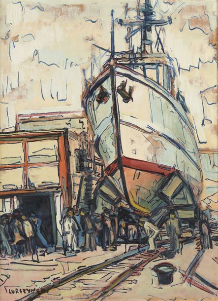 Mieczyslaw LURCZYNSKI (Saint-Pétersbourg 1907-1982 Paris) Chantier naval à Saint&hellip;