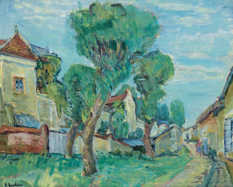 Henri EPSTEIN (Lodz 1891-1944 déporté) Route animée dans un village
Huile sur to&hellip;