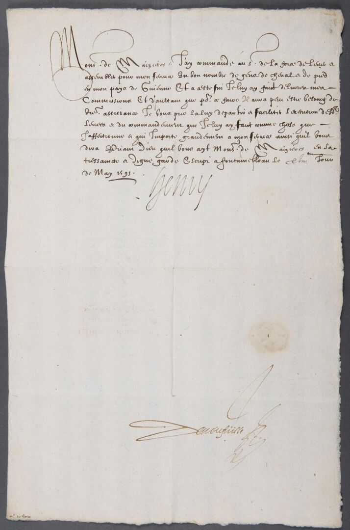 Null HENRI IV [Pau, 1553 - París, 1610], rey de Francia.

Carta firmada "Enrique&hellip;