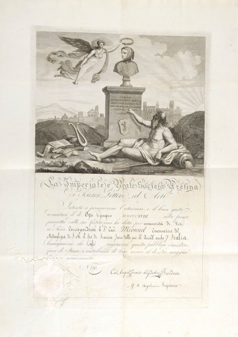 Null 档案 泰奥多-埃德梅-米昂纳[巴黎，1770年--同上，1842年]。

La Imperiale e Reale Societa "颁发给西奥多-埃&hellip;