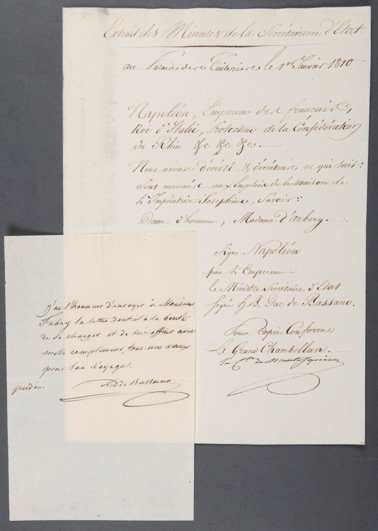 Null 蒙泰斯库-费赞萨克-伊丽莎白-皮埃尔伯爵[巴黎，1764年-布雷河畔贝塞。

1834年]，大议会议员。

国务卿会议记录摘录的签名副本。1月1日

&hellip;