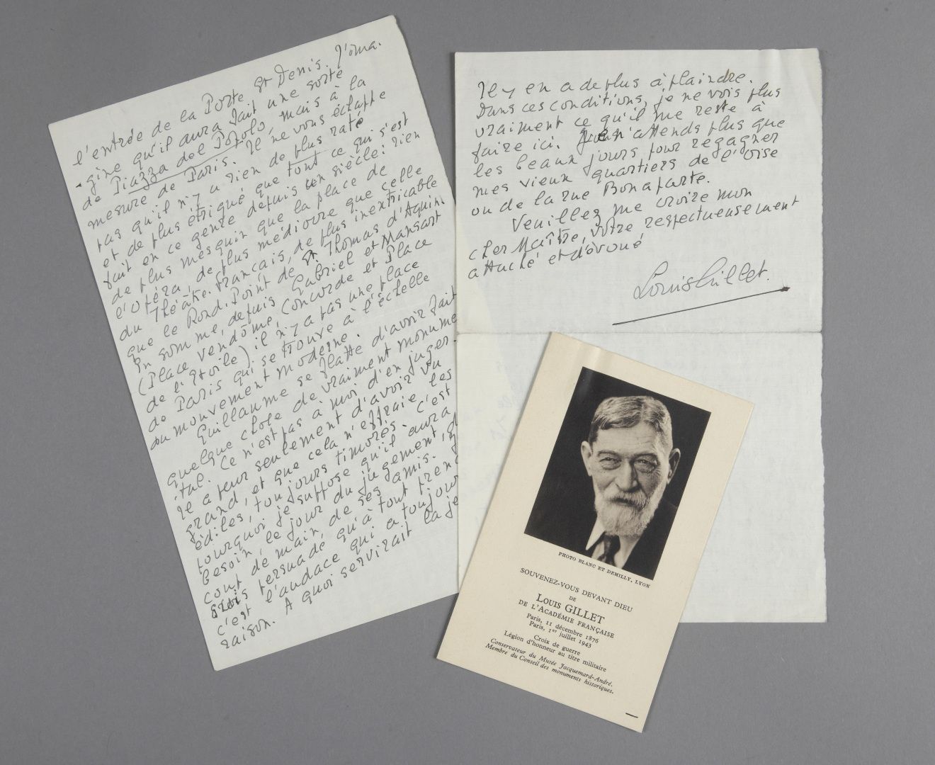 Null 吉利特-路易斯[巴黎，1876年--同上，1943年]，艺术史学家和法国文学史家。

签名的亲笔信，写给阿尔伯特-拉普拉德。蒙彼利埃，1943年4月9&hellip;