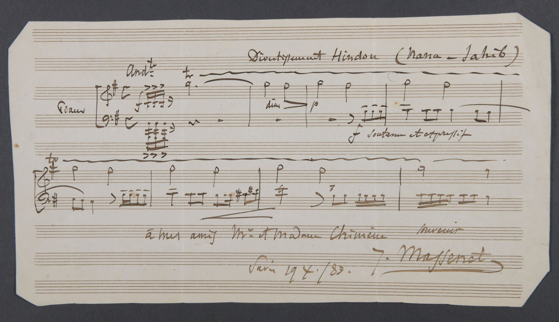 Null MASSENET Jules [Montaud, 1842 - Paris, 1912], 法国作曲家。

署名为 "Divertissement H&hellip;