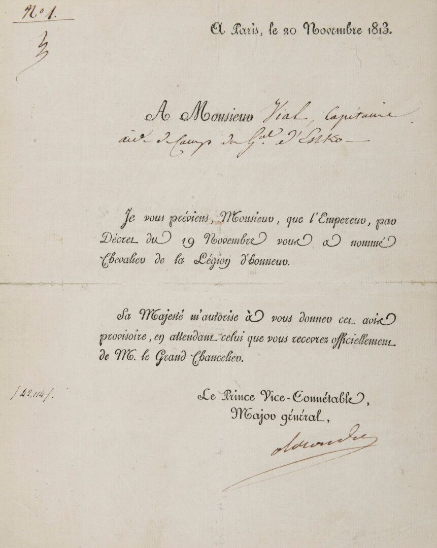 Null BERTHIER Louis Alexandre, prince de Neuchâtel et de Wagram [Versailles, 175&hellip;