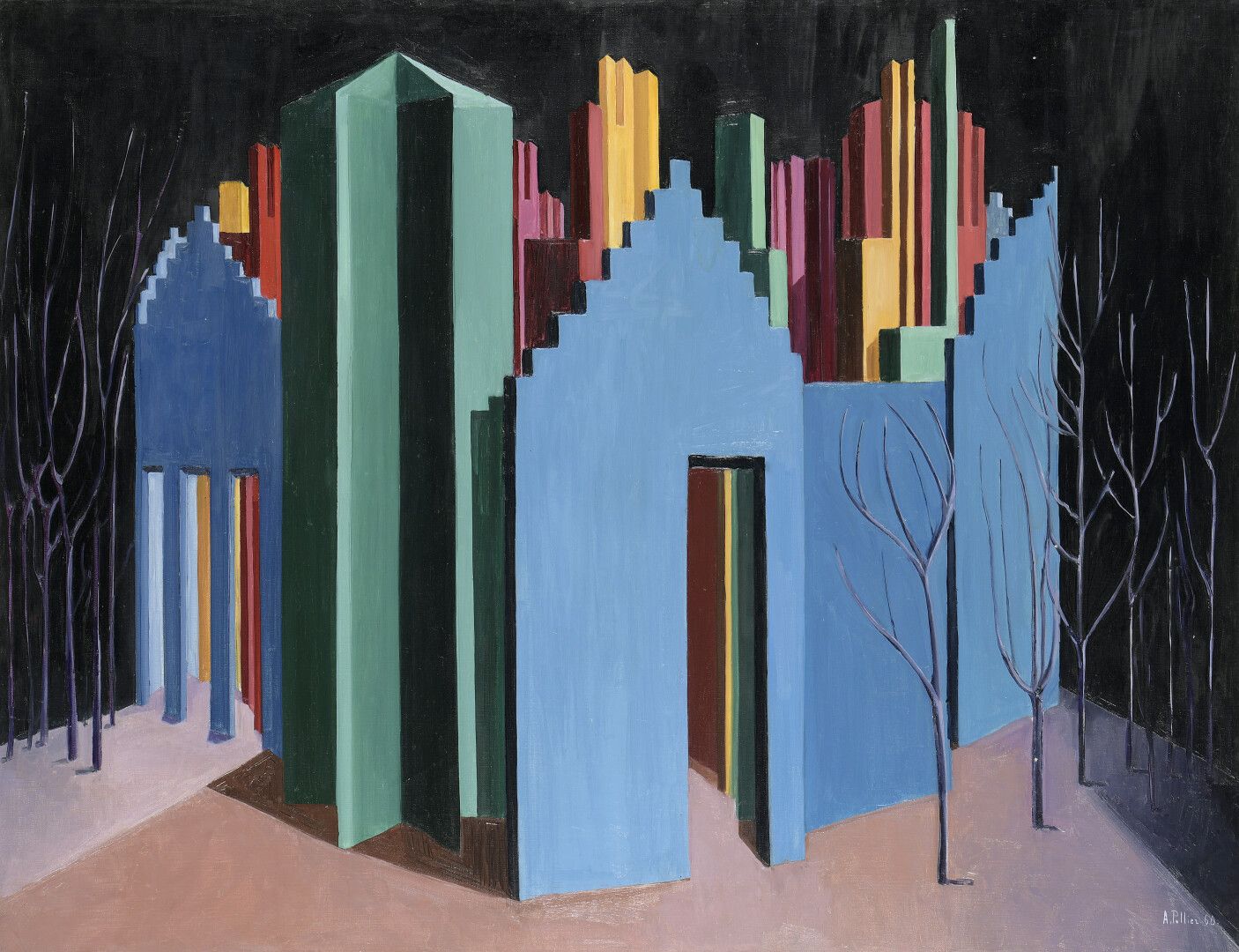 Null 安德烈-波利埃(1915-2009)


蓝色剧院


布面油画，右下方有签名和日期60。


90 x 116,5 cm