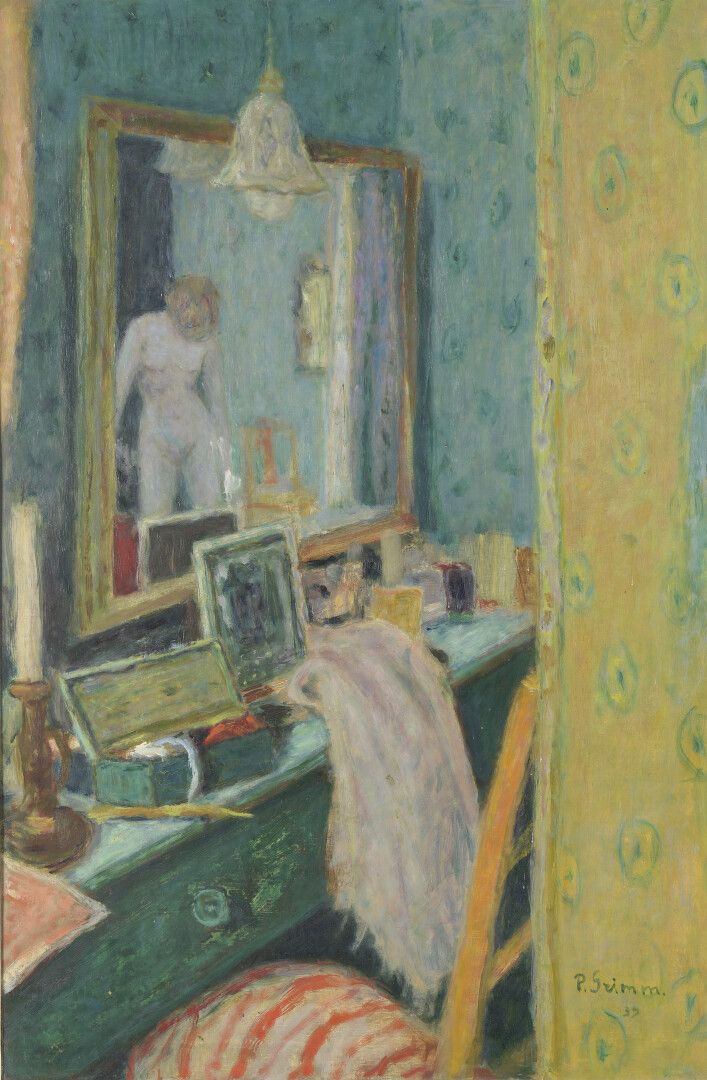 Null 皮埃尔-格里姆(1898-1979)


镜子里的裸体


板面油画，右下方有签名和日期39。


81 x 54 cm