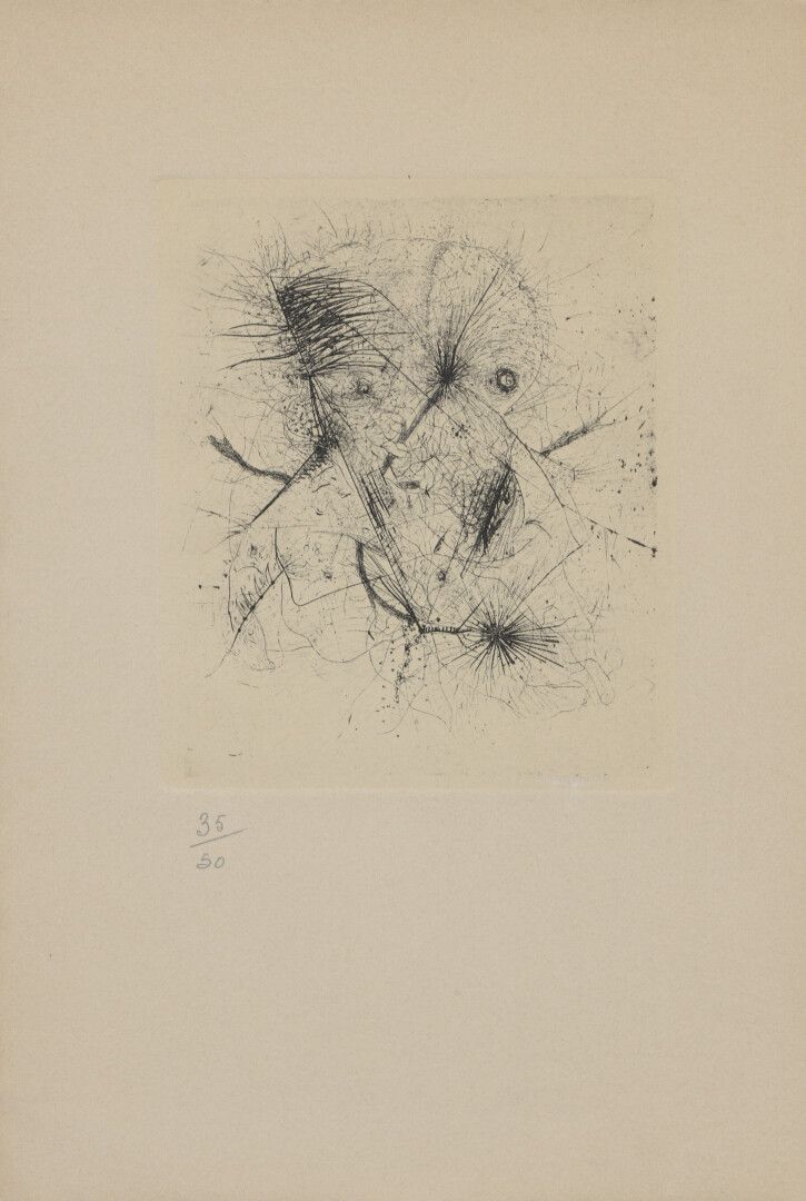 Null 奥托-沃尔夫（1913-1951


构成


蚀刻版，50份，为欧洲画廊1963年2月至3月的邀请卡而印。


11 x 9.5厘米