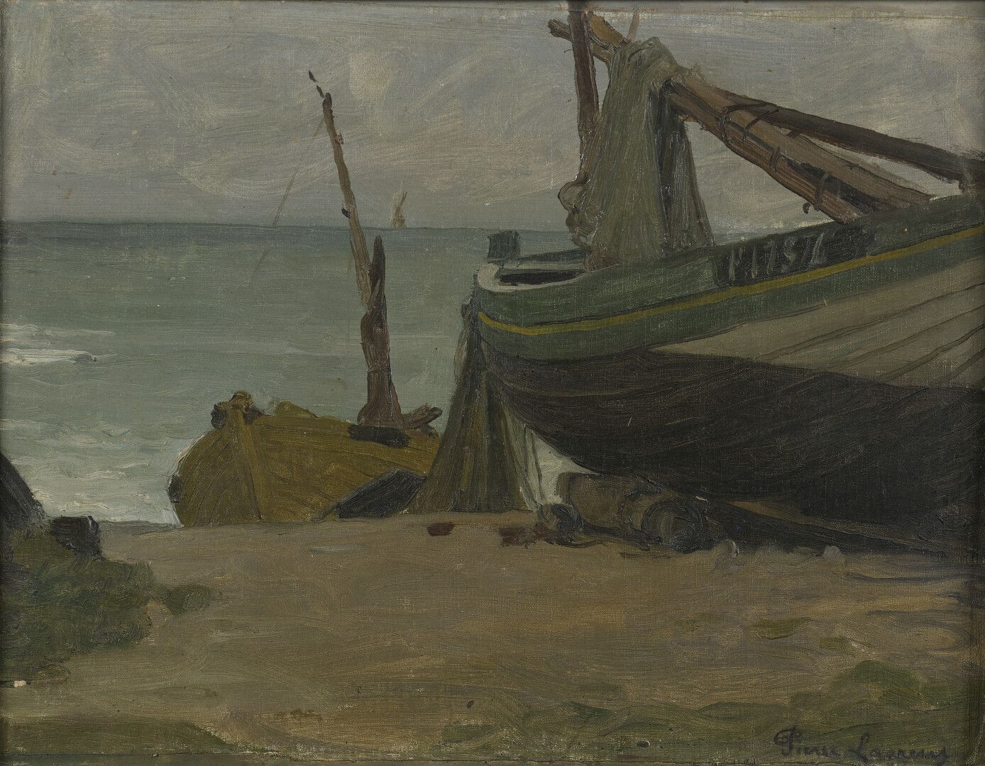 Null Jean-Pierre LAURENS (1875-1932)


Boats on the shore


Oil on panel, signed&hellip;