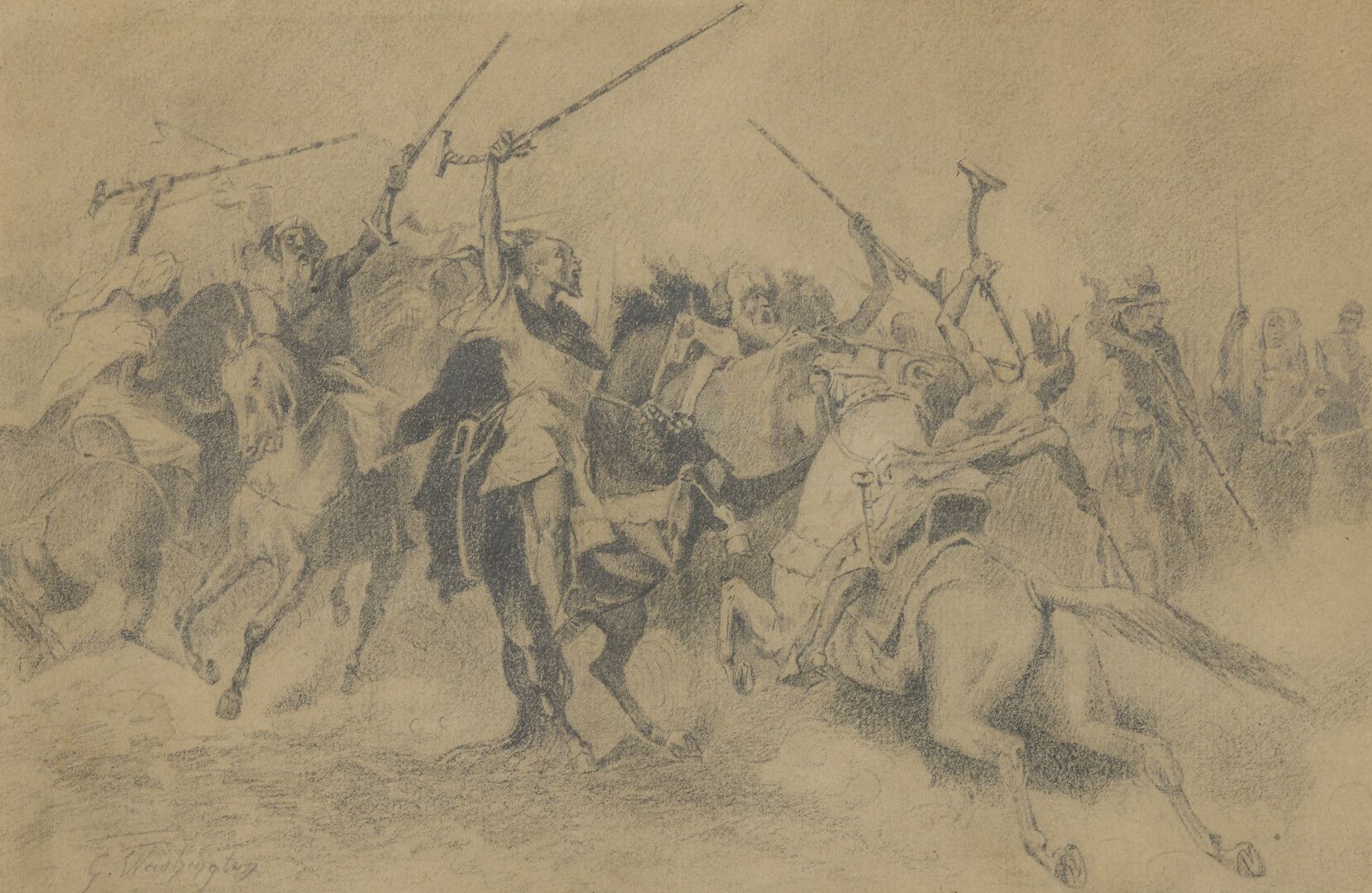 Null 乔治-华盛顿(Georges WASHINGTON) (1827-1910)


幻想曲


石墨画，左下方有签名。


16 x 24 厘米