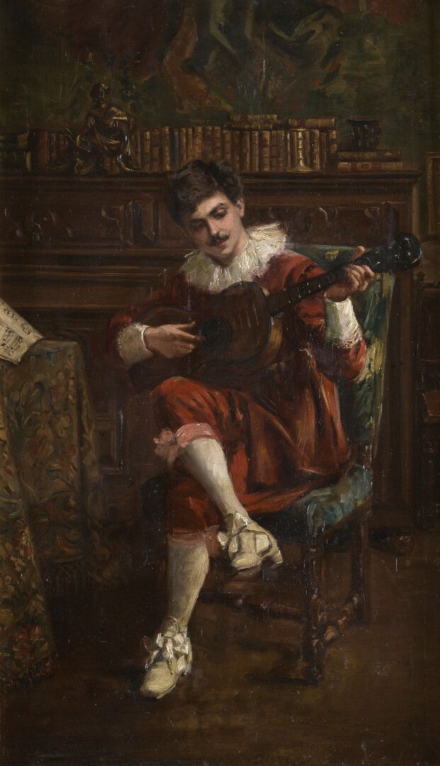 Null 
Clotilde CHRÉTIEN-COLOMBE (1878-1968)

Troubadour à la guitare

Huile sur &hellip;