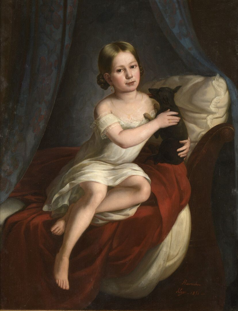 Null 
André REVERCHON (Lyon 1808 - 1882)




Portrait de jeune fille et son chie&hellip;