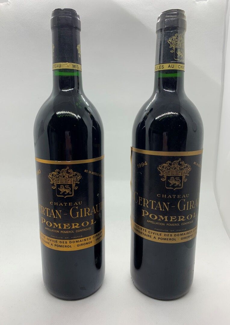 Null 2 bouteilles de Château CERTAN-GIRAUD Pomerol dont 1 en 1994 et 1 en 1990, &hellip;