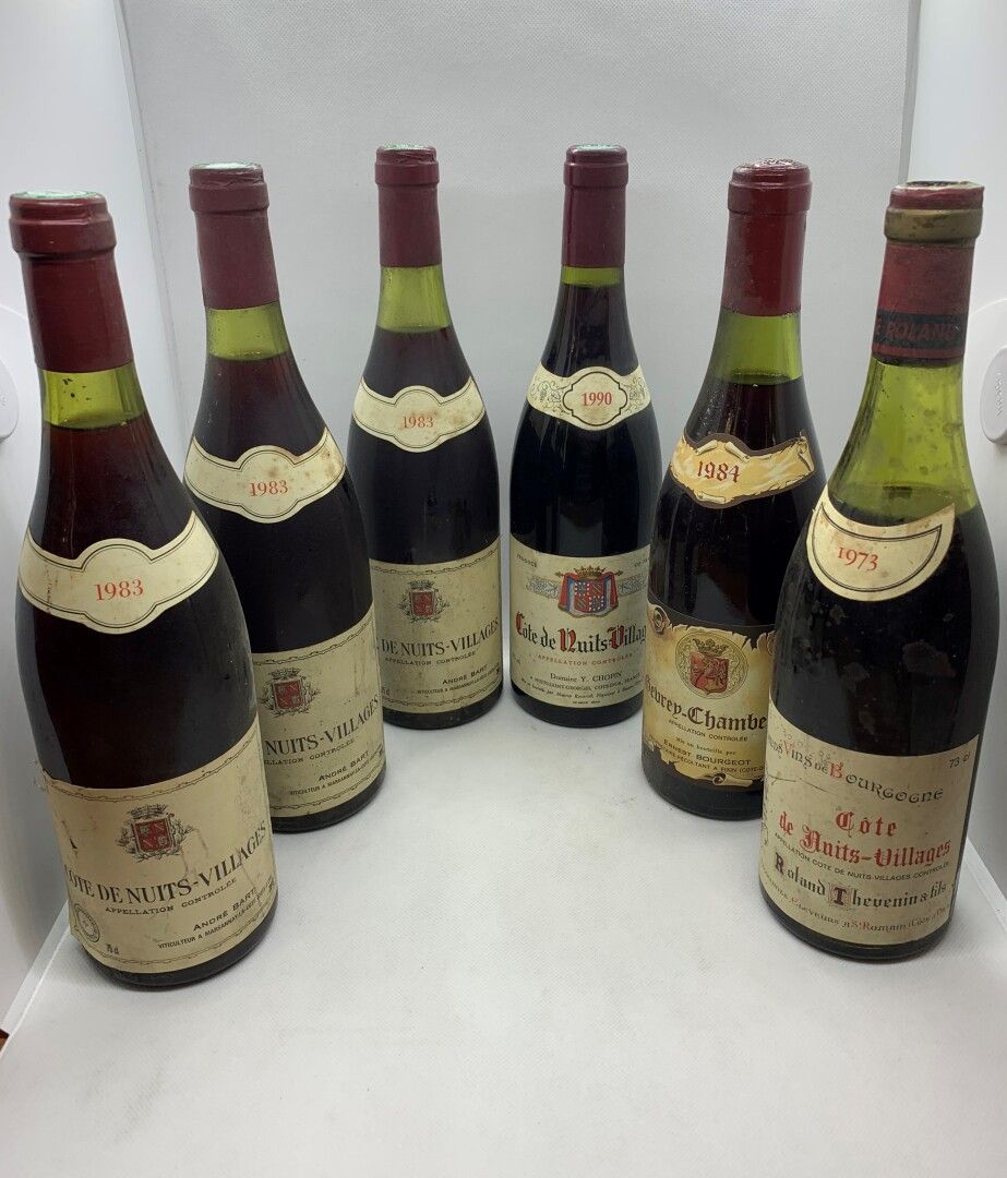 Null 6 bouteilles dont 5 CÔTES DE NUITS VILLAGE, 3 de 1983 d'André Bart, 2 haute&hellip;