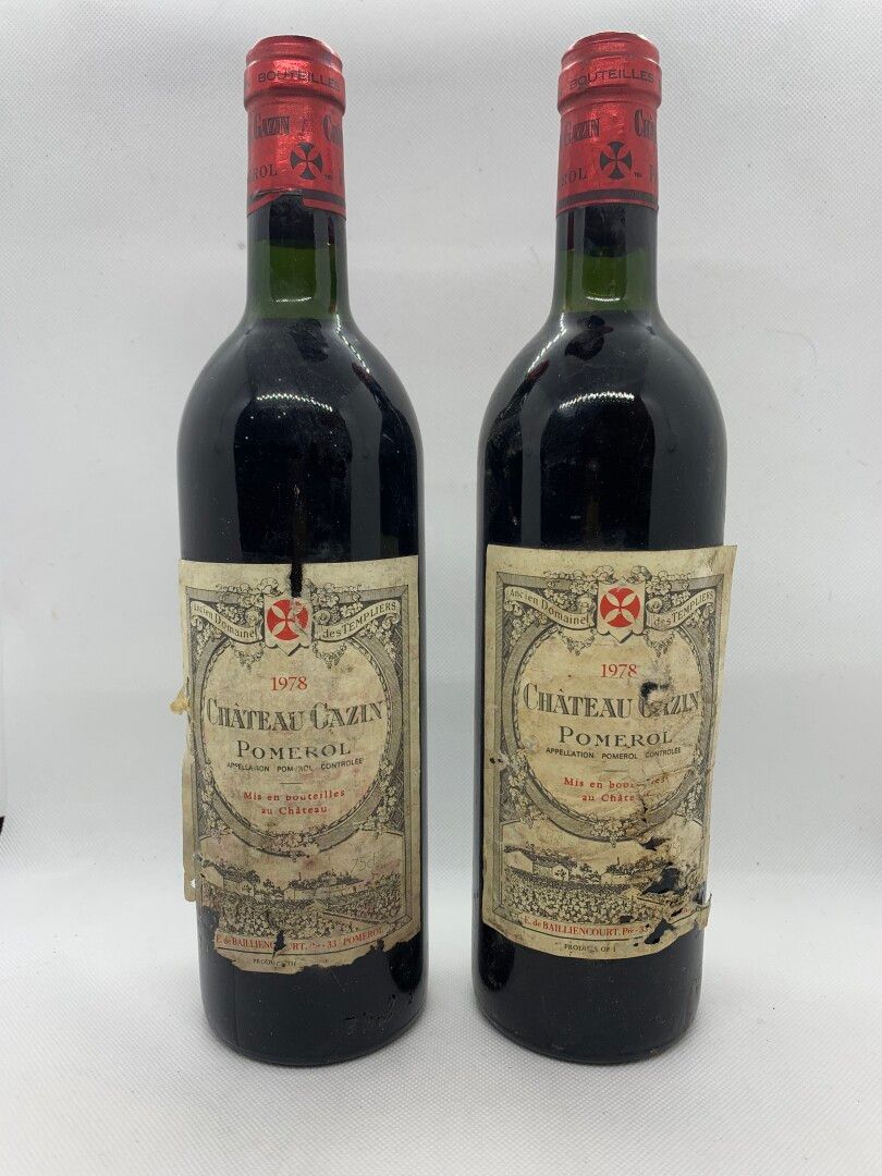 Null 
2 bouteilles de Château GAZIN Pomerol 1978, 2 base goulot, étiquettes très&hellip;
