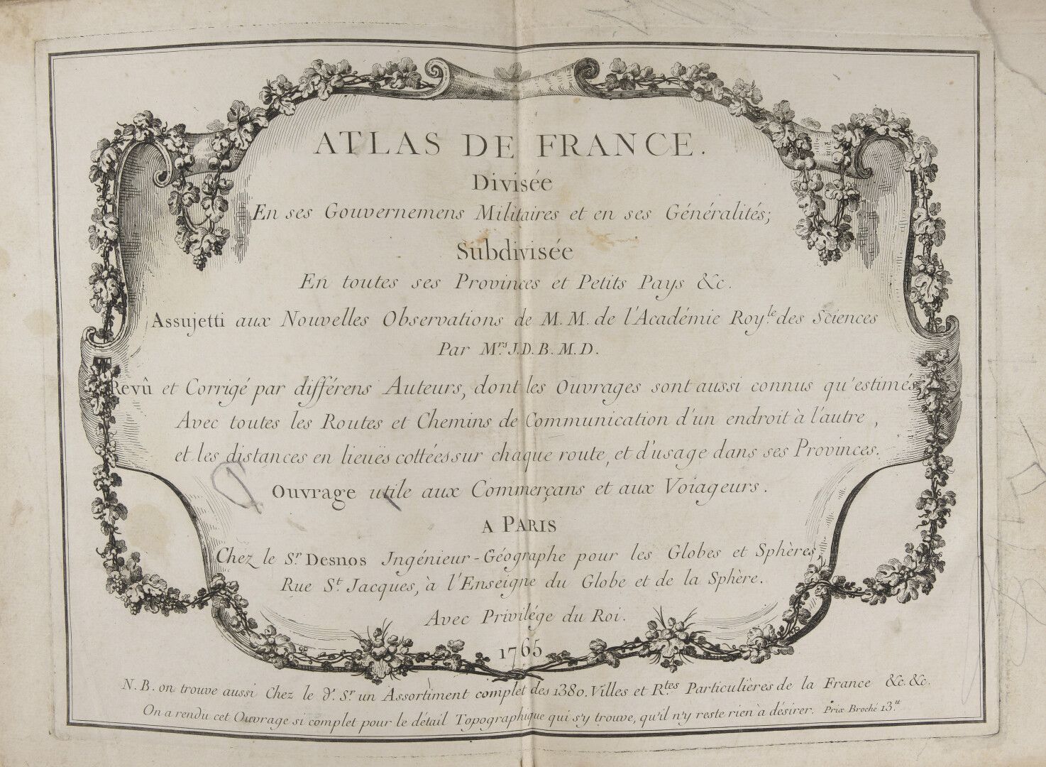 Null ATLAS] - DESNOS, Louis Charles - Atlas of France. Divided into its military&hellip;