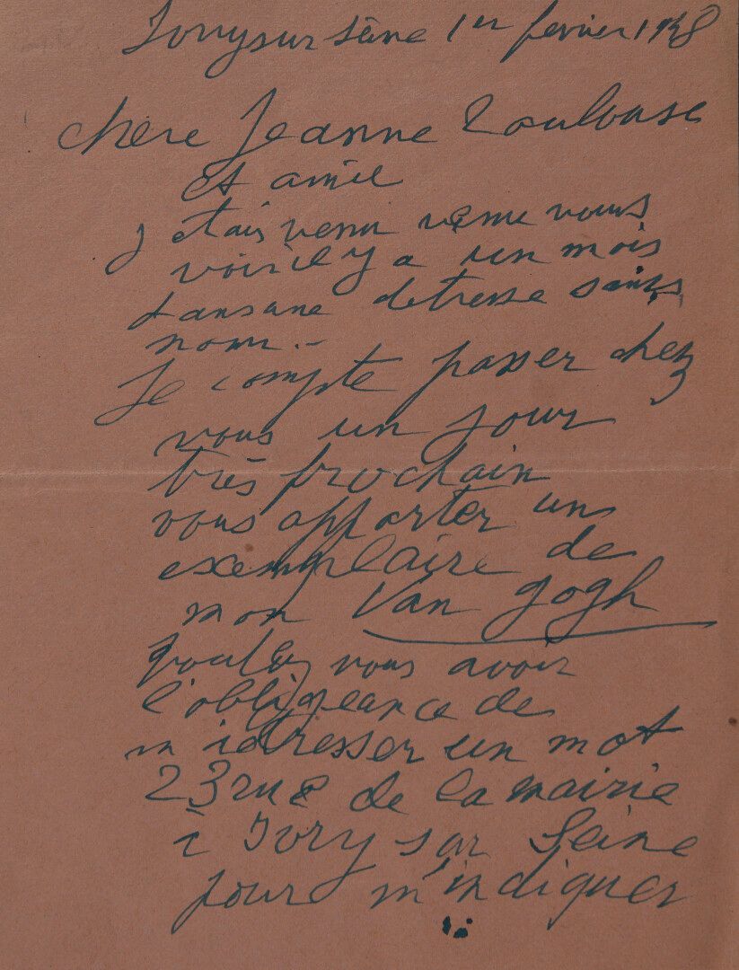 Null 阿尔塔德-安东尼[1896年，马赛-1948年，塞纳河畔伊夫里]，法国演员和作家。


	签署给让娜-图卢兹女士的亲笔信。塞纳河畔伊夫里，1948年2&hellip;