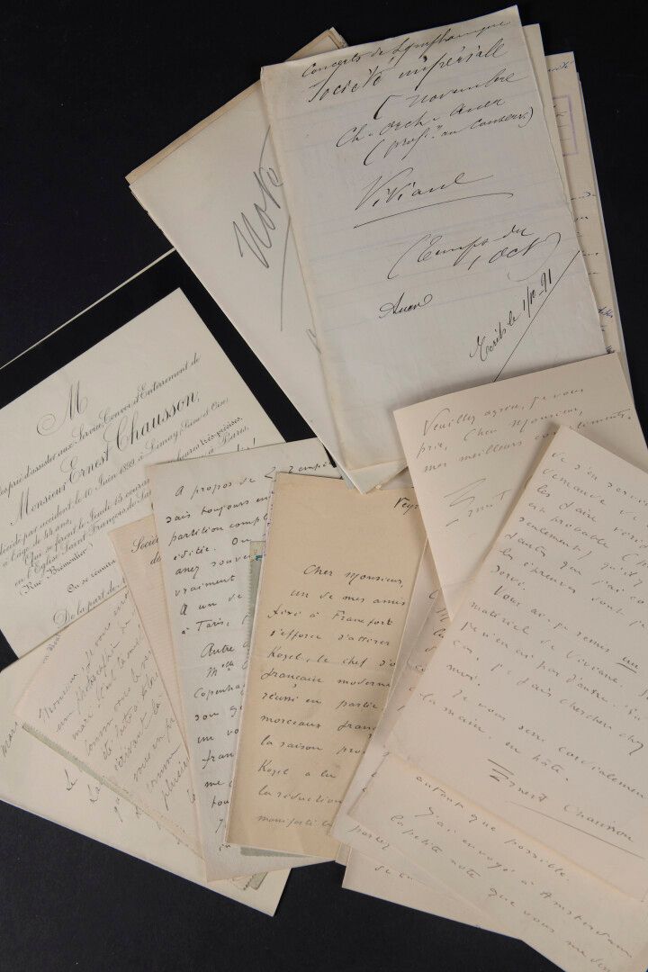 Null 肖森-欧内斯特[1855年，巴黎-1899年，伊夫林省利梅]，法国作曲家。


	一套12封签名的8开本信件，致音乐出版商博内曼先生。其中包括4封由他&hellip;