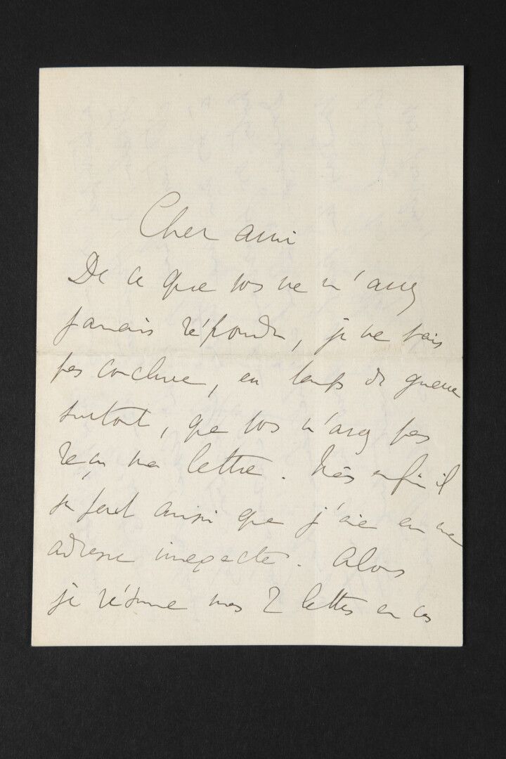 Null 普鲁斯特-马塞尔[1871年，巴黎-1922年，同上]，法国作家。


亲笔信，署名 "Marcel Proust"。4页in-8°。


"亲爱的朋&hellip;