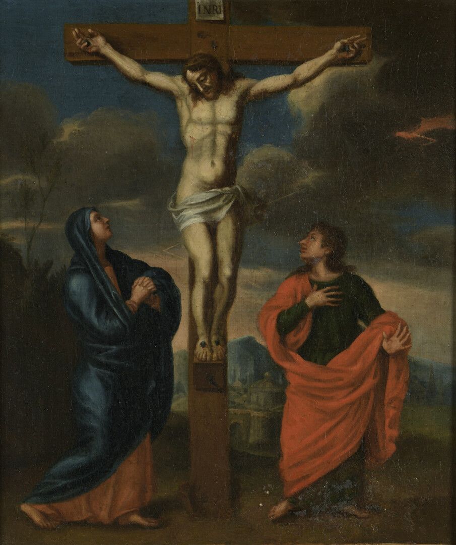 Null 
*Ecole FRANCAISE vers 1660
Christ en croix
Toile

32,5 x 28 cm

Restaurati&hellip;