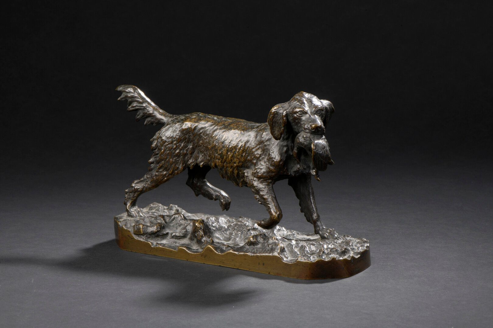 Null 在克里斯托夫-弗拉坦（1801-1864）之后

史宾格犬

有棕色铜锈的青铜证明，在露台上签名。

高：14.5厘米 - 宽：23厘米 - 深：8厘&hellip;