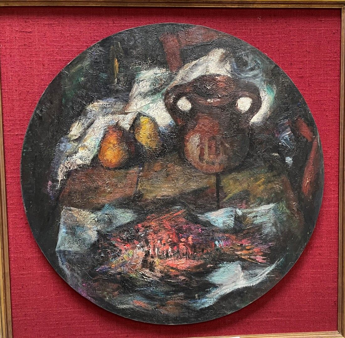 Null 拉斐尔-塞拉诺（1954年）

有鱼的静物

圆板上的油画，粘在框架背景上，没有签名

直径：73厘米