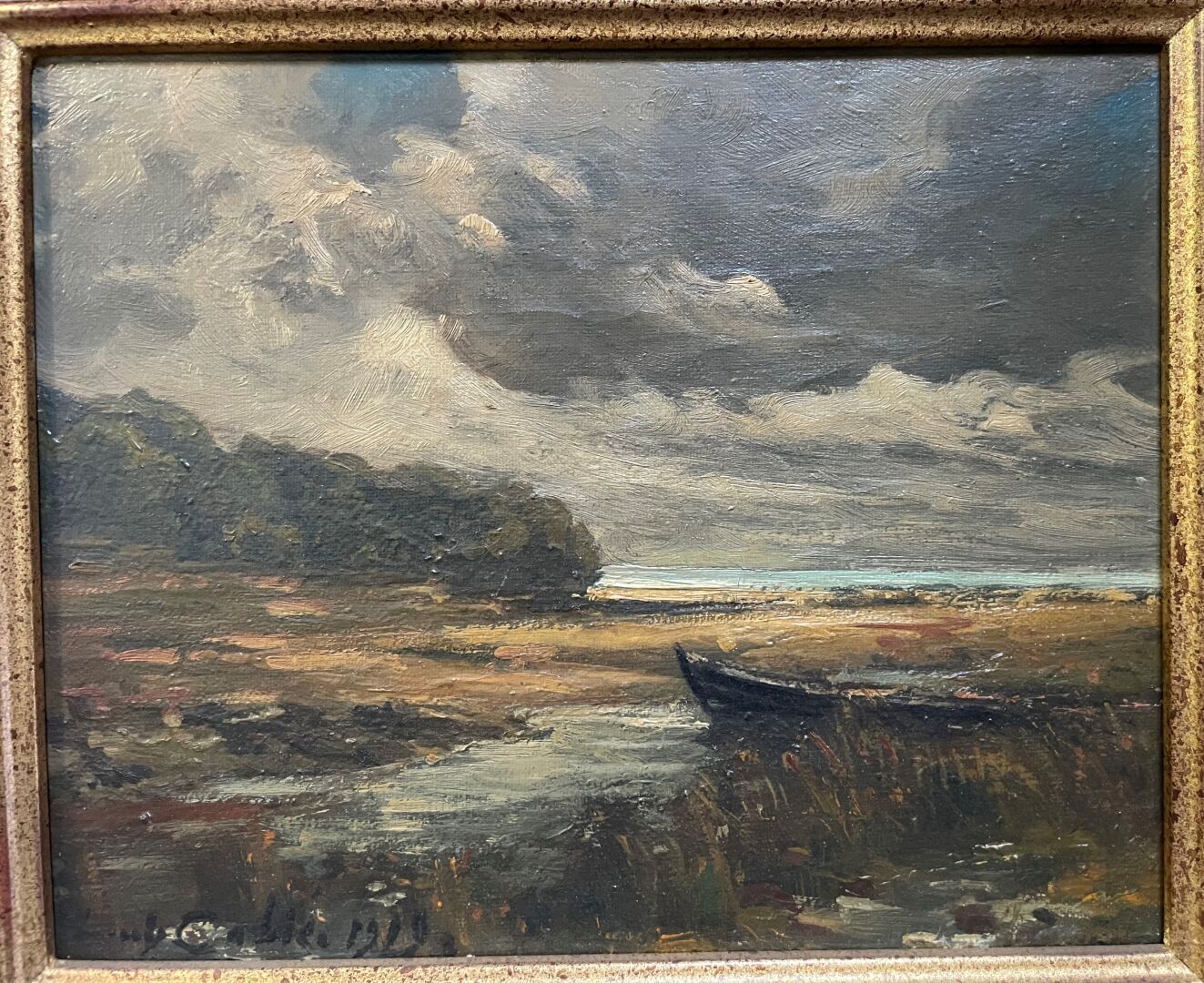 Null 路易-卡比(1853-1939)

安德诺斯的雨

布面油画，左下角签名，日期为1919年

在框架的背面有标题。

22 x 27 cm