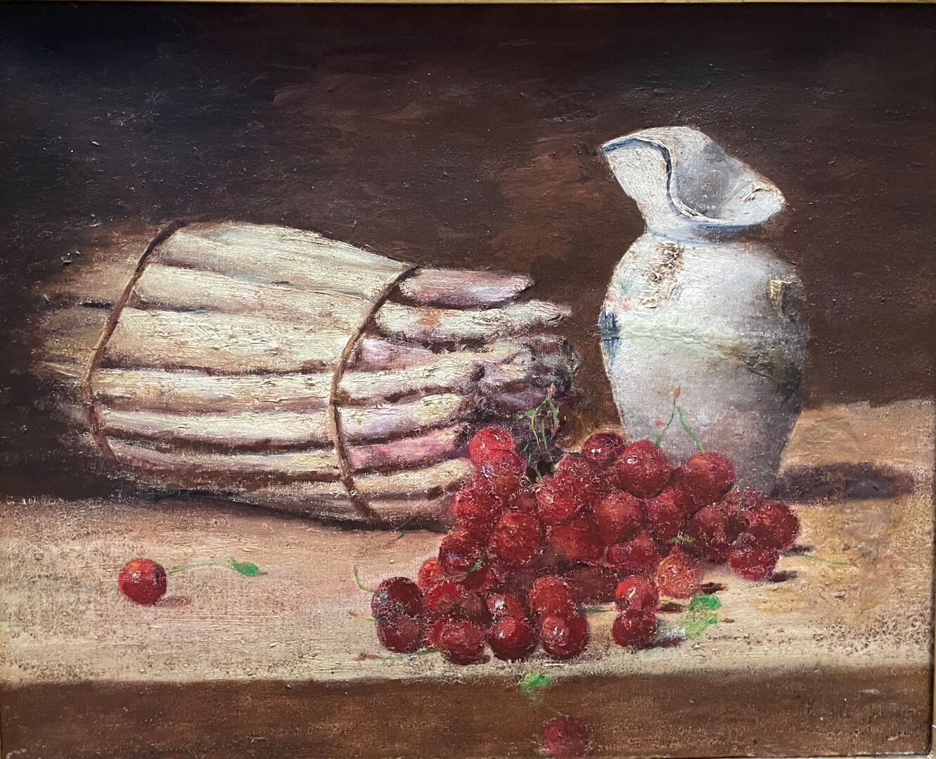 Null 19世纪的法国学校

一束芦笋和樱桃

布面油画。

33 x 46 厘米

修复