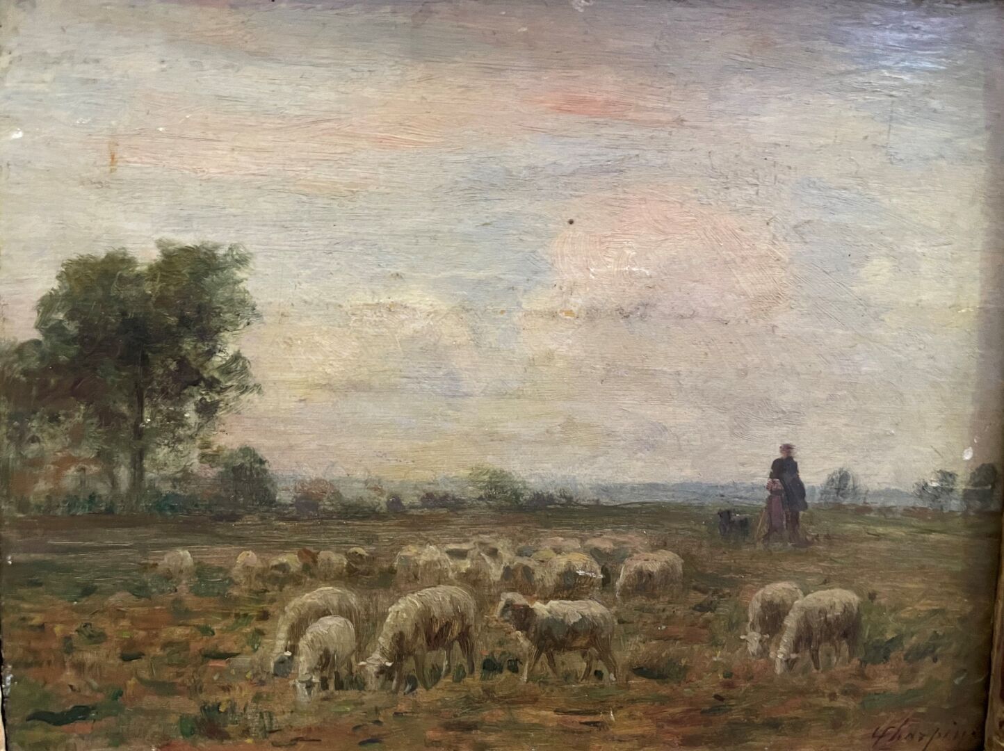 Null 阿尔伯特-查平(1842-1924)

牧羊人与他的羊群

右下角有签名的板面油画。

21 x 27,5 cm。