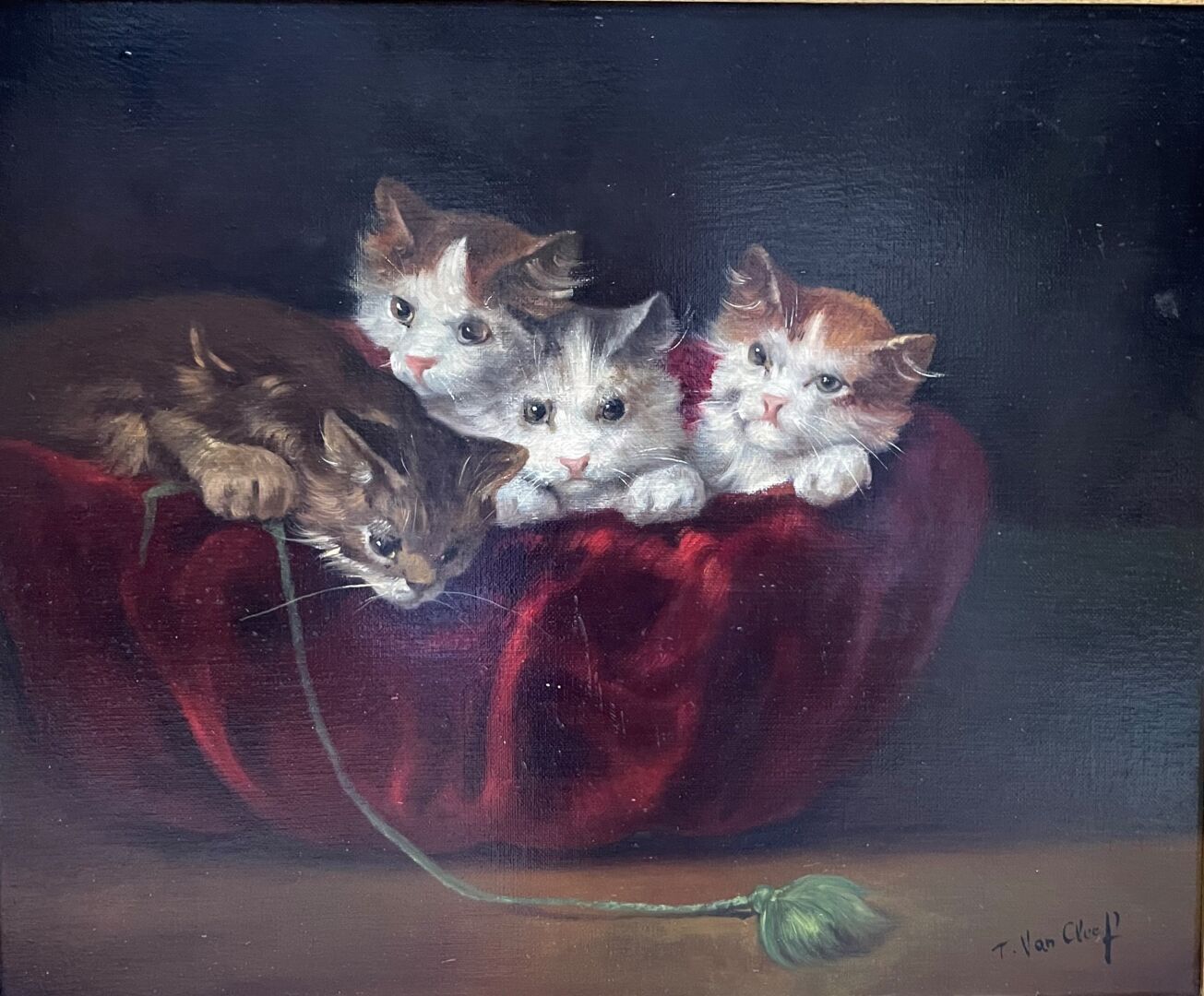 Null T. VAN CLEEF (XXth century)

Basket of kittens 

Oil on canvas signed lower&hellip;