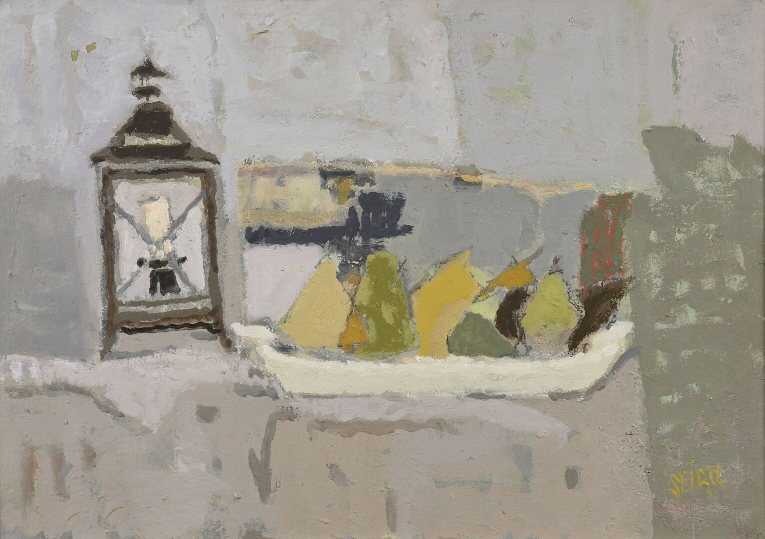 Null 亨利-朱利安(1907-1995)和诺-品(1912-1998)，人称西格尔
静物与灯笼, 1980
布面油画，右下方有签名、
背面有副署。
46 x&hellip;