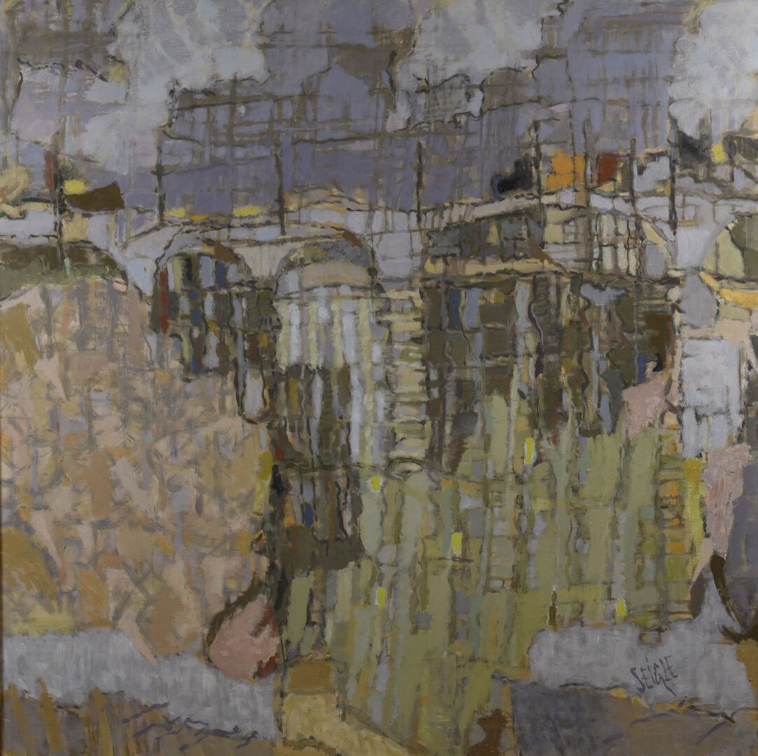 Null 亨利-朱利安(1907-1995)和诺-平(1912-1998)，被称为SEIGLE
风景，巴黎-托尔比亚克桥
布面油画，右下方有签名。
150 x &hellip;