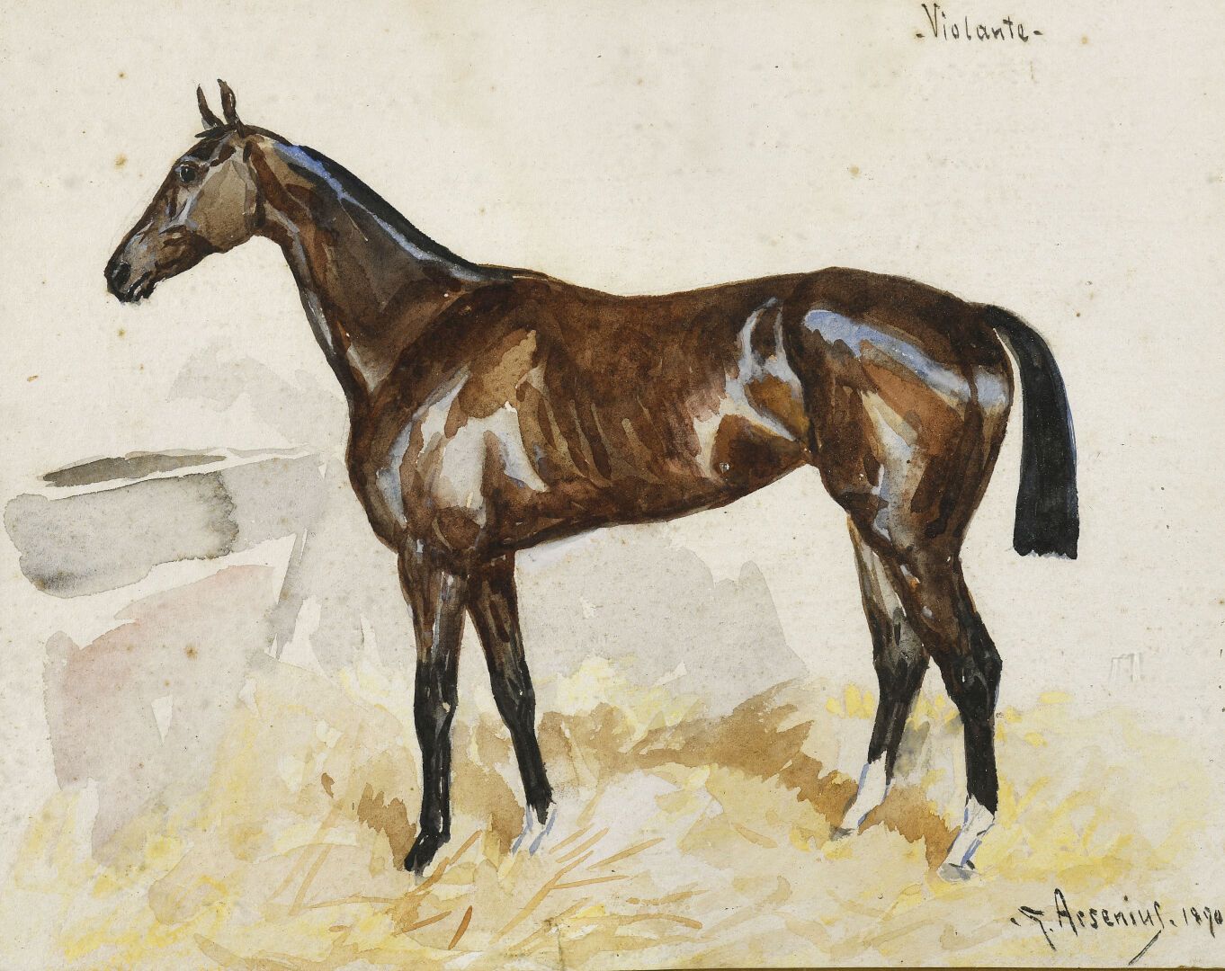 Null 约翰-乔治-阿尔塞纽斯 (1818-1903)
Jumens Violonte
水彩画，右下方有签名和日期1890。
22 x 27 (展出中)