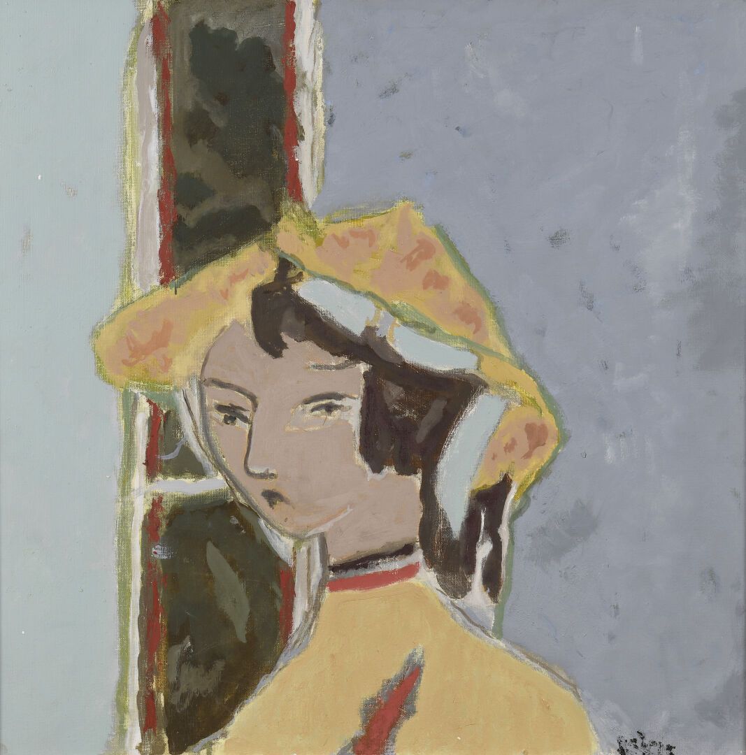 Null 亨利-朱利安(1907-1995)和诺-品(1912-1998)被称为SEIGLE
戴帽子的女人的肖像，1995-1996年
布面油画，右下方有签名、&hellip;