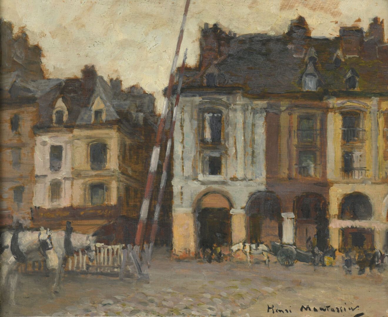 Null 亨利-蒙塔西埃(1880-1946)
迪耶普，平交道口
面板油画，右下角有签名。
21,5 x 26,5厘米