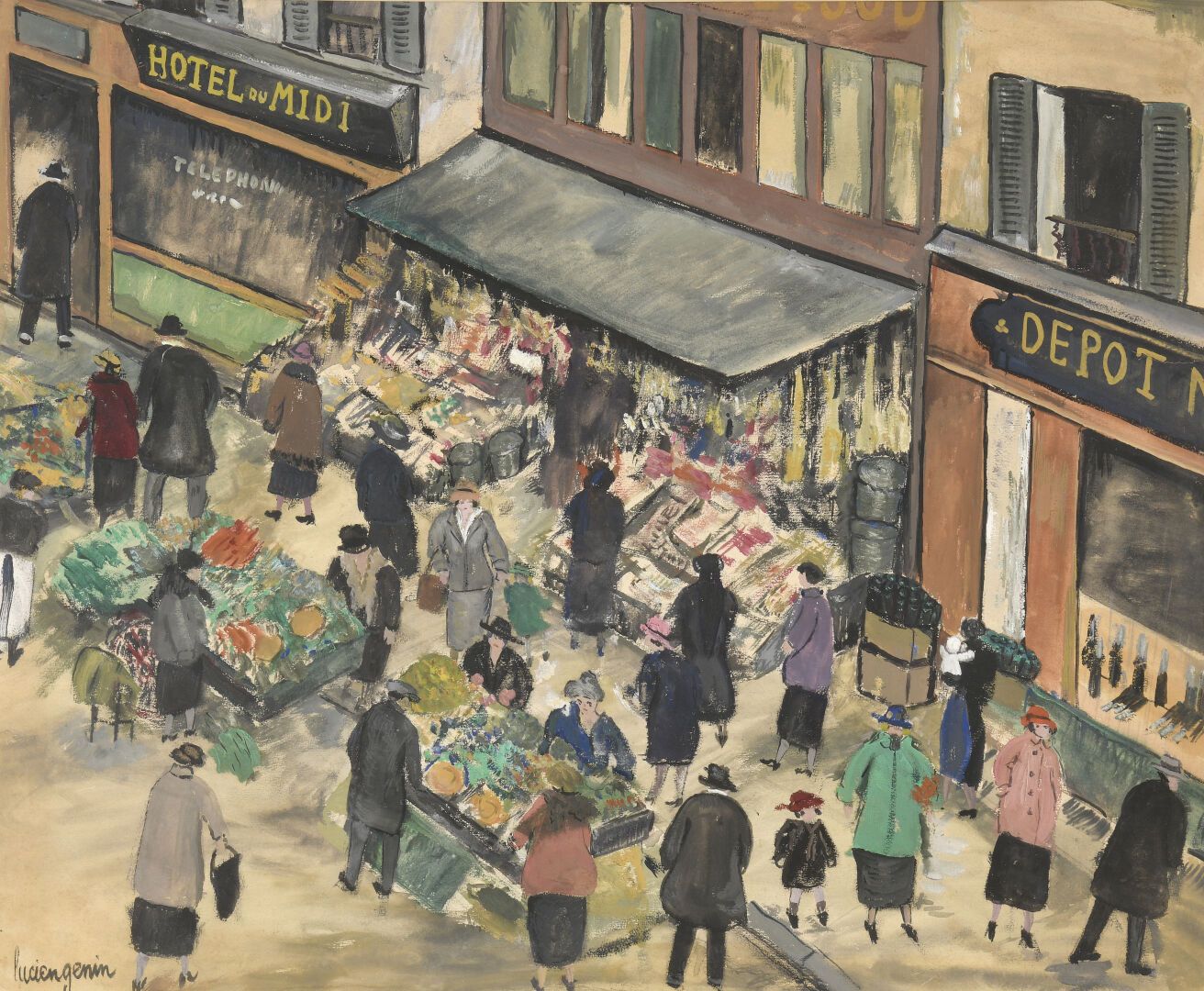 Null Lucien GENIN (1894-1953)
The greengrocer 
Gouache and watercolor on paper s&hellip;