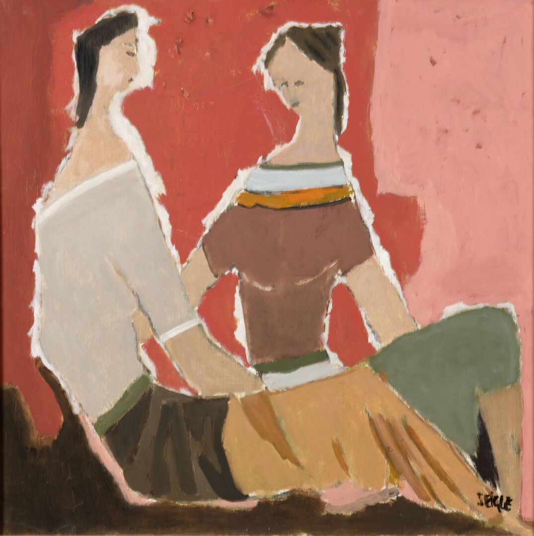 Null 亨利-朱利安（1907-1995）和诺-平（1912-1998），被称为SEIGLE
谈话
布面油画，右下方有签名、
背面有连署和日期。
60 x 6&hellip;
