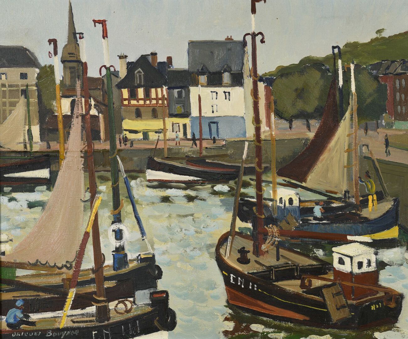 Null Jacques BOUYSSOU (1926-1997)
鸿福莱尔港
布面油画，左下方有签名。
46 x 55厘米
