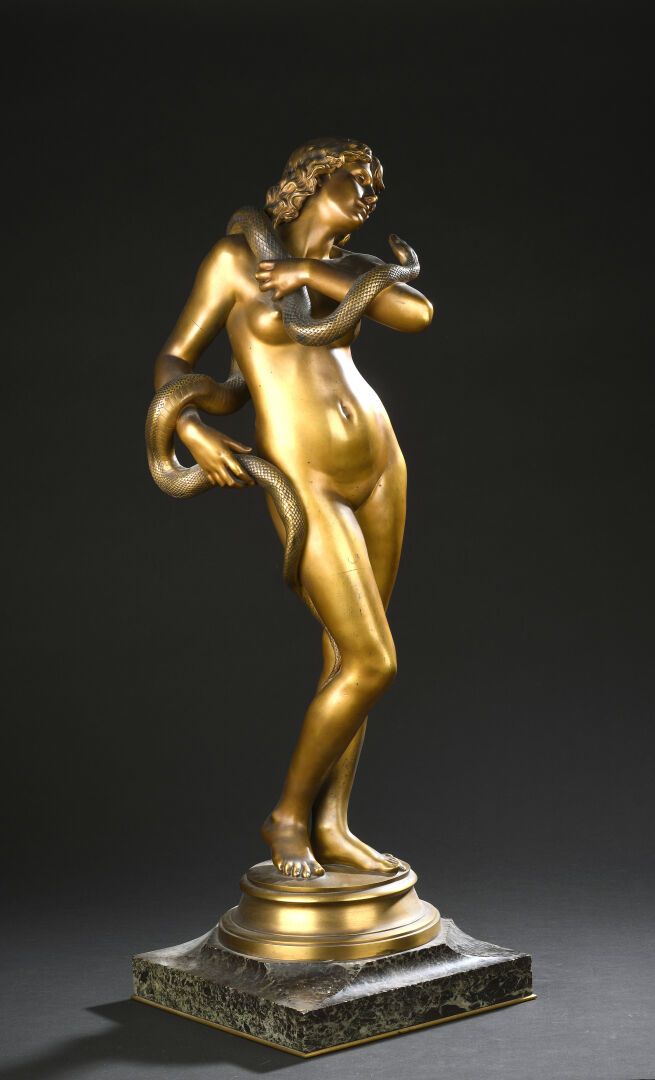 Null Jean Antoine IDRAC, ( 1849, 1884), 
Salammbô, Bronze mit goldener Patina. 
&hellip;