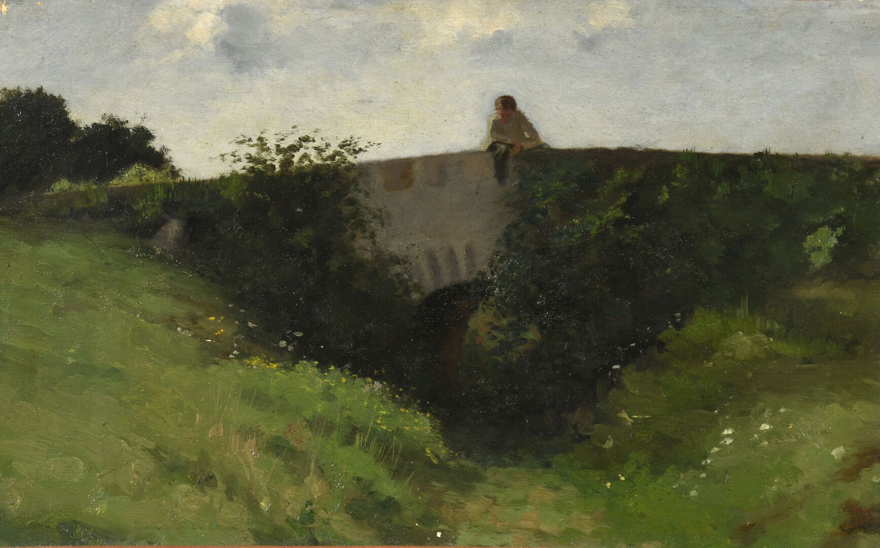 Null Antoine CHINTREUIL (1814-1873)
Joven en el puente 
Óleo sobre lienzo firmad&hellip;