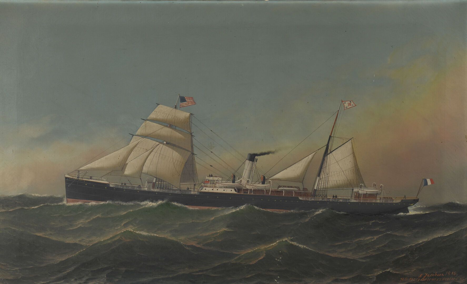 Null 安东尼奥-雅克布森 (1850-1921)
拉菲古堡混合船的画像
布面油画，日期为1886年，署名 "A.雅克布森
/ 705 Palisade Av&hellip;