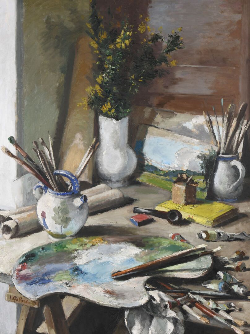Null 何塞-加博里奥斯 (1883-1955)
工作室的内部
布面油画，在构图上签名
左下角。
112 x 86 cm