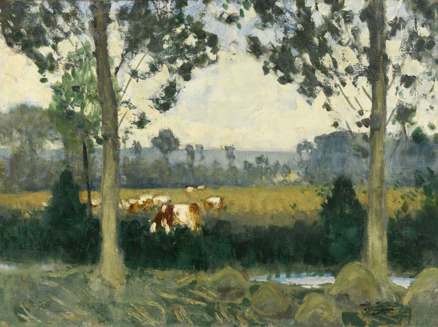 Null 皮埃尔-欧仁-蒙特赞(Pierre-Eugène MONTEZIN) (1874-1946)
草地上的奶牛
布面油画，右下方有签名。
62 x 80厘&hellip;