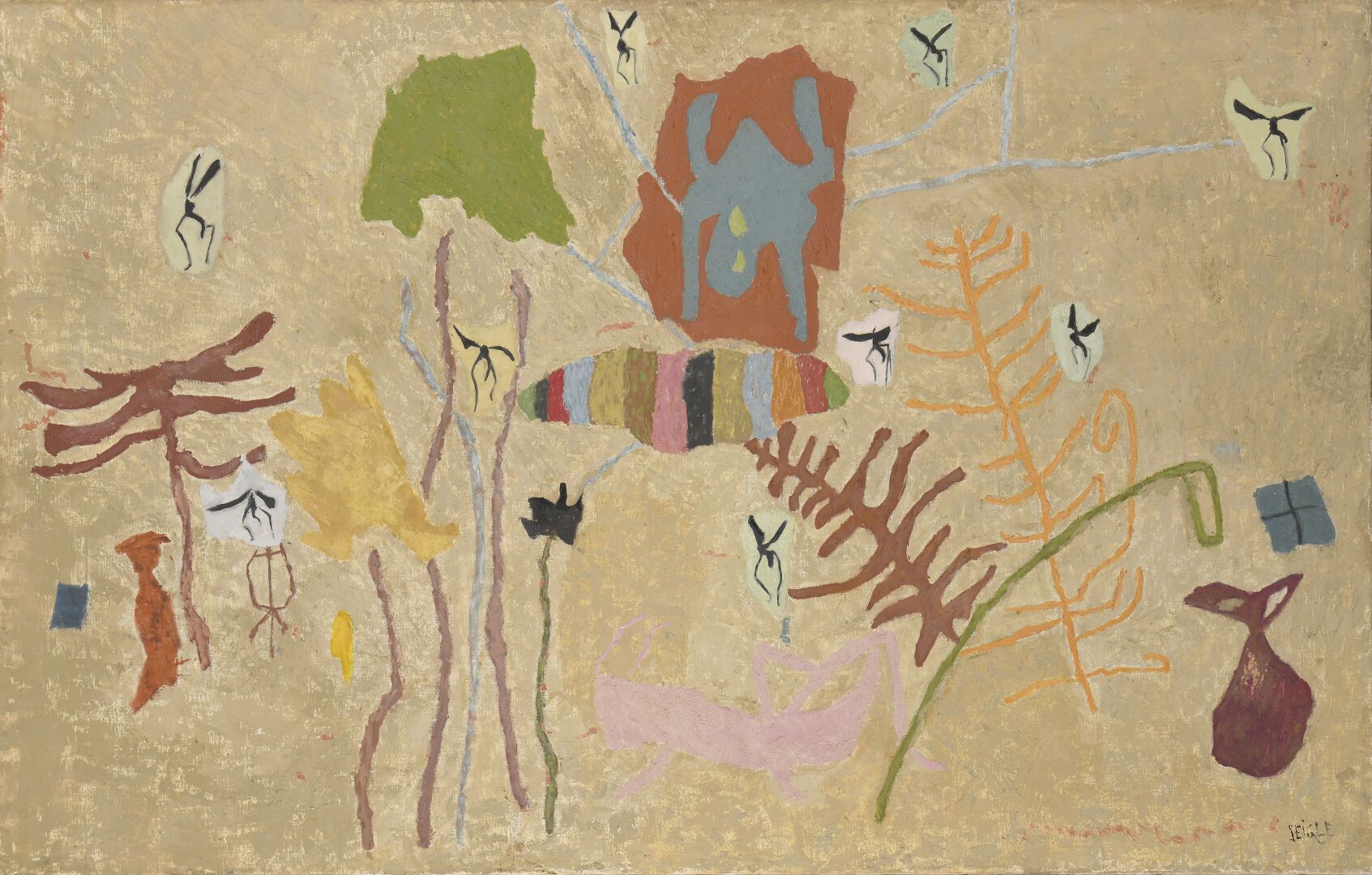 Null 亨利-朱利安（1907-1995）和
诺-平（1912-1998），被称为SEIGLE
面纱和网
布面油画，右下方有签名。
73 x 116厘米 
出&hellip;