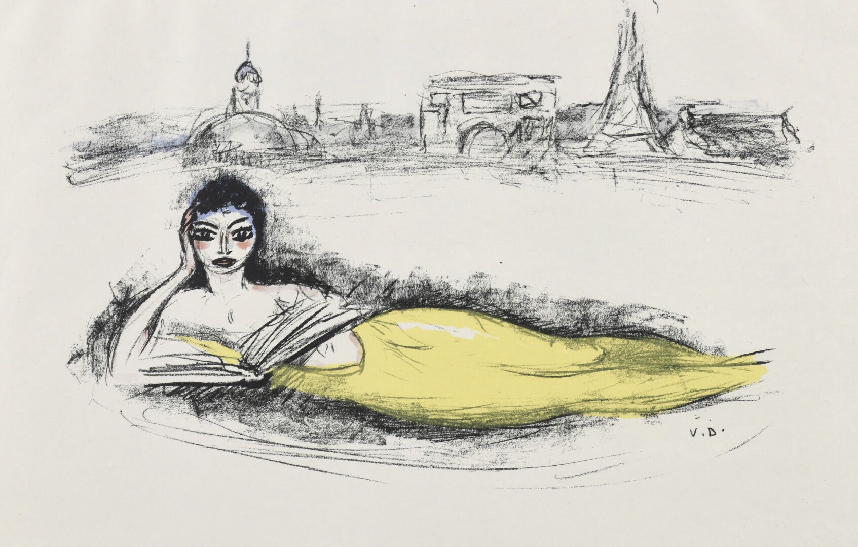 Null Kees VAN DONGEN (1977-1968)
塞纳河--《巴黎的风景》图版。1962.
石版画。325 x 505 mm - [视线：375&hellip;