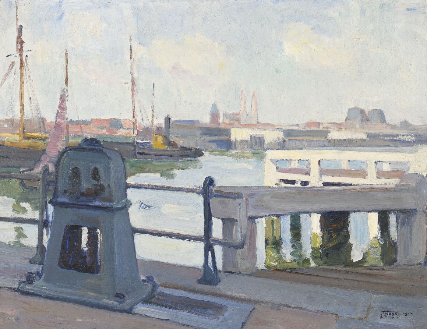 Null André LYNEN (1888-1984)
Veduta di un porto, 1924
Olio su tela, firmato e da&hellip;