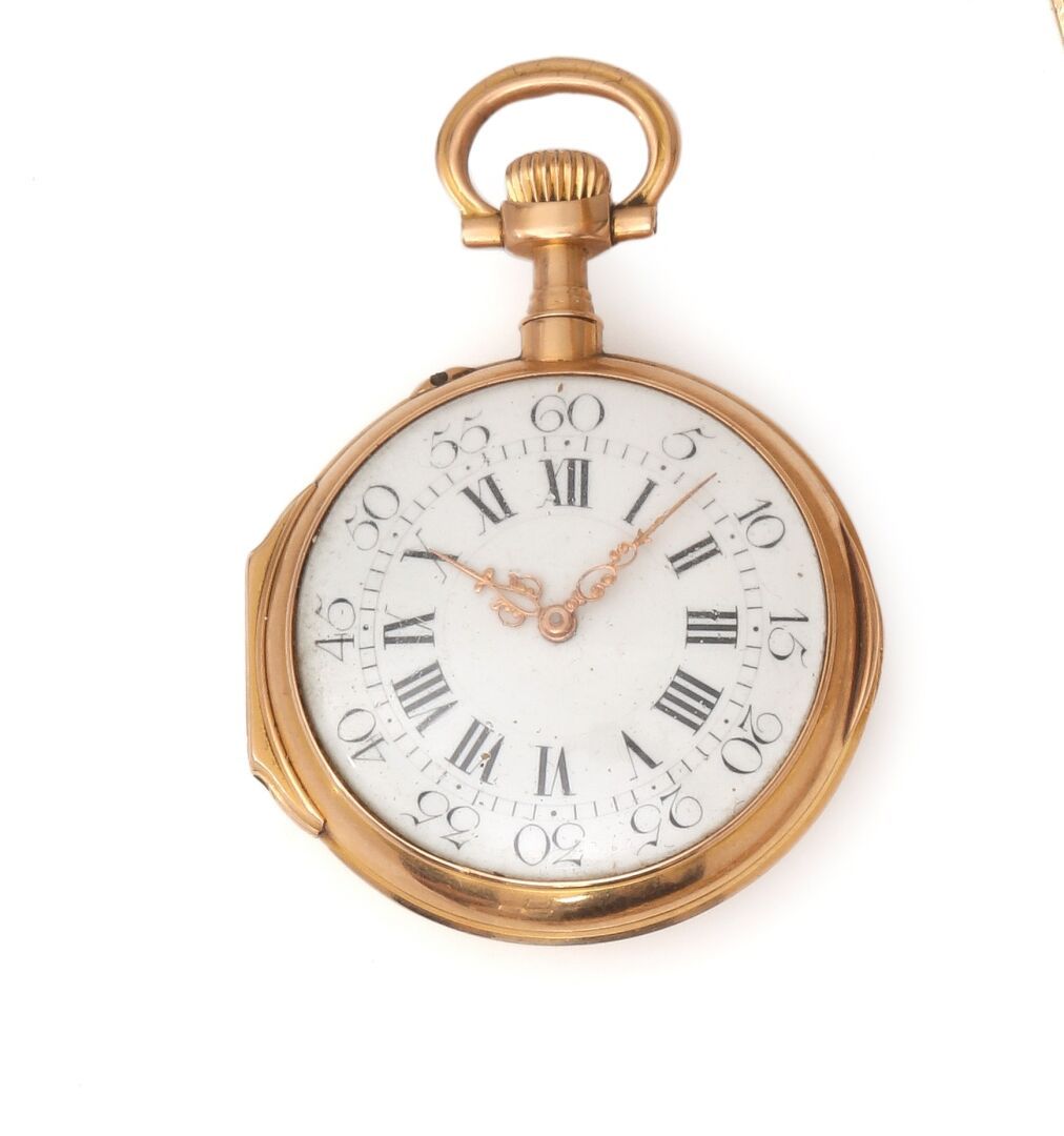 Null E. THOMAS - Reloj de cuello, caja de oro amarillo grabada con el monograma &hellip;