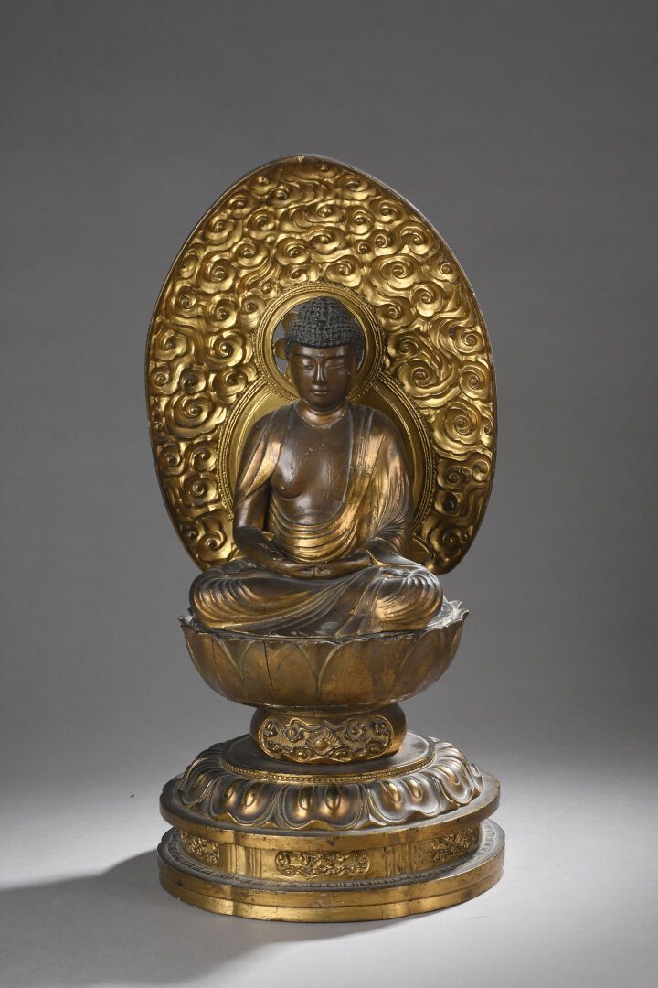 Null JAPON - Milieu Époque EDO (1603 - 1868)
Statuette de bouddha Amida-nyorai e&hellip;